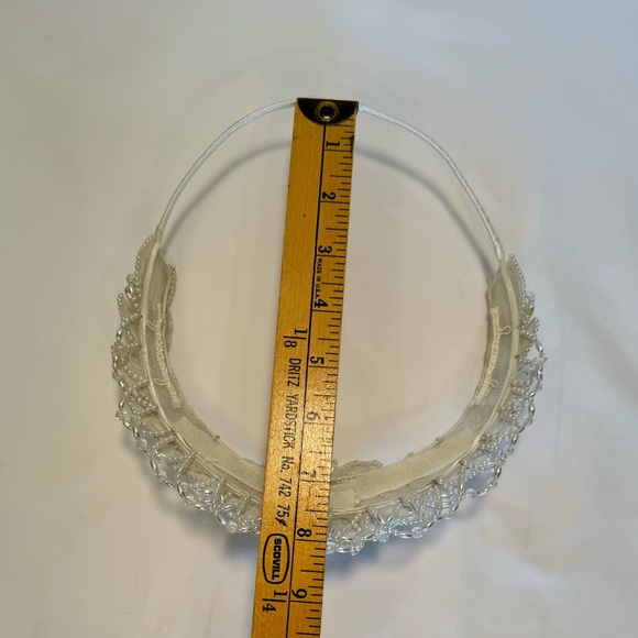Hand Crafted Wedding Tiara, Faux Pearls, Beaded, Vintage, Off White, One Size - Picture 9 of 9